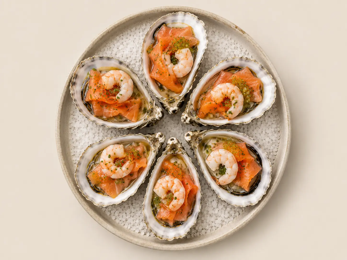 Les Huîtres Saumon Crevette (6 Pièces)