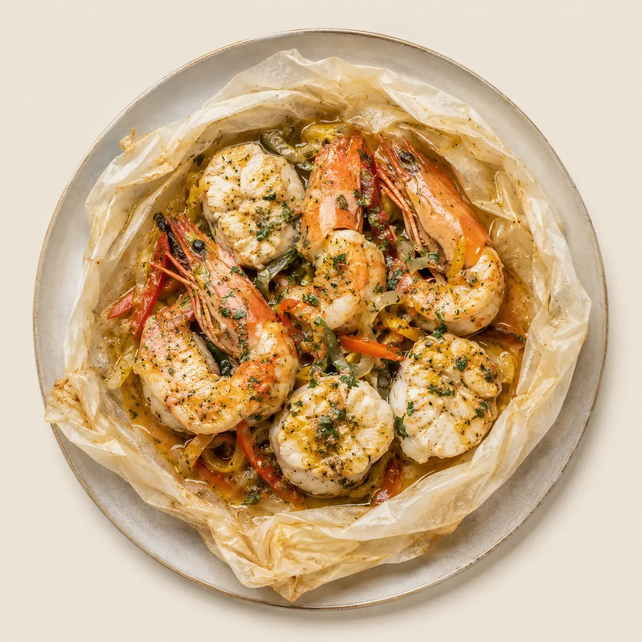 Papillat De Médaillon De Lotte Et Gambas